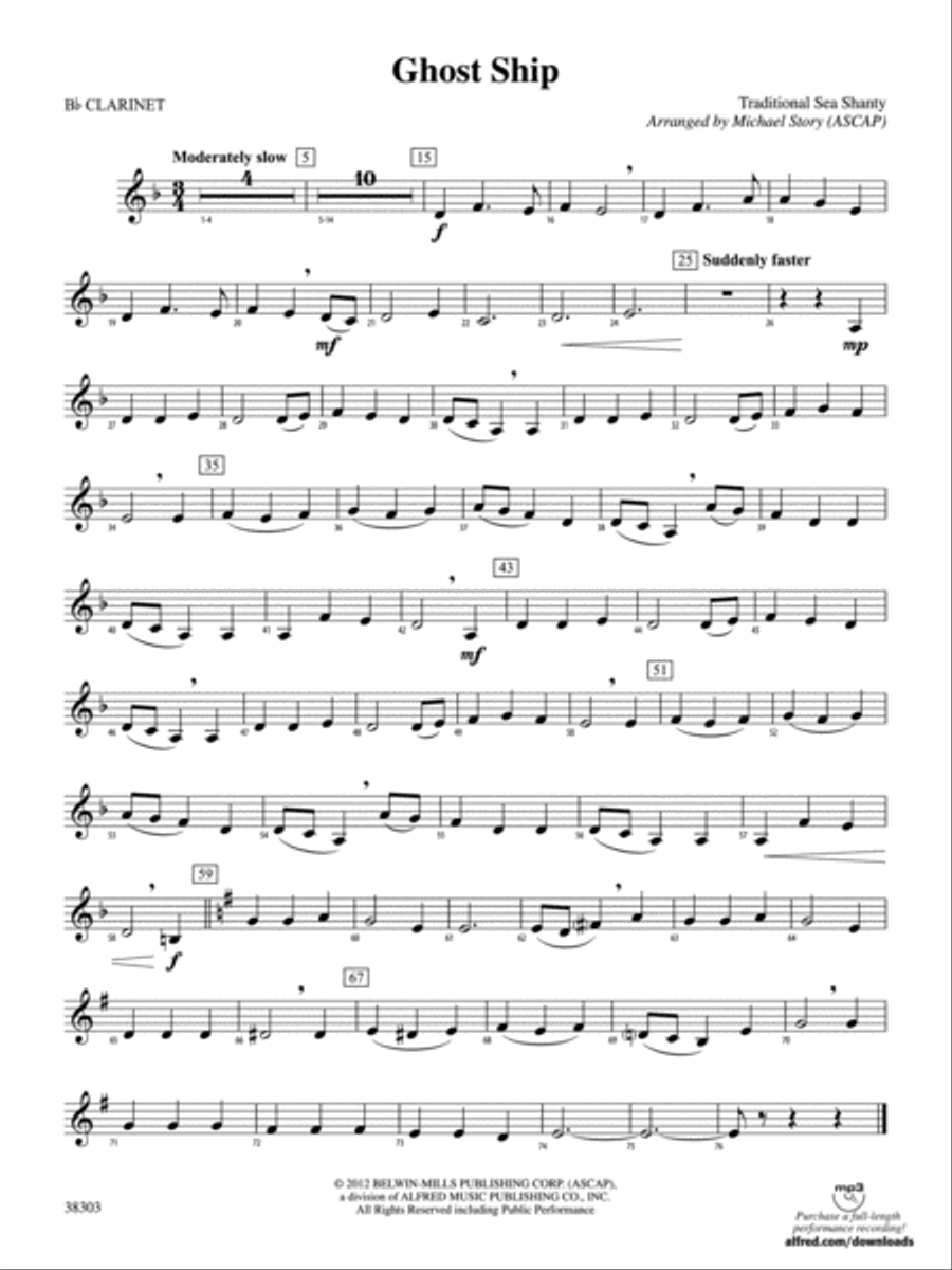 Ghost Ship: 1st B-flat Clarinet Concert Band scores gallery preview page 1