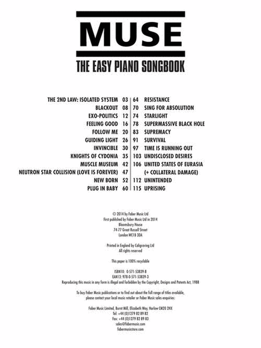 Muse – The Easy Piano Songbook