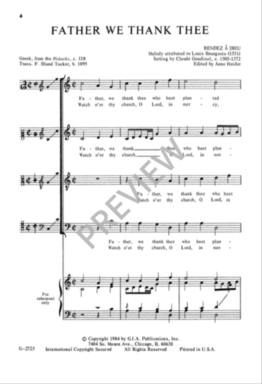 Rendez à Dieu / Father We Thank Thee 4-Part scores gallery preview page 5