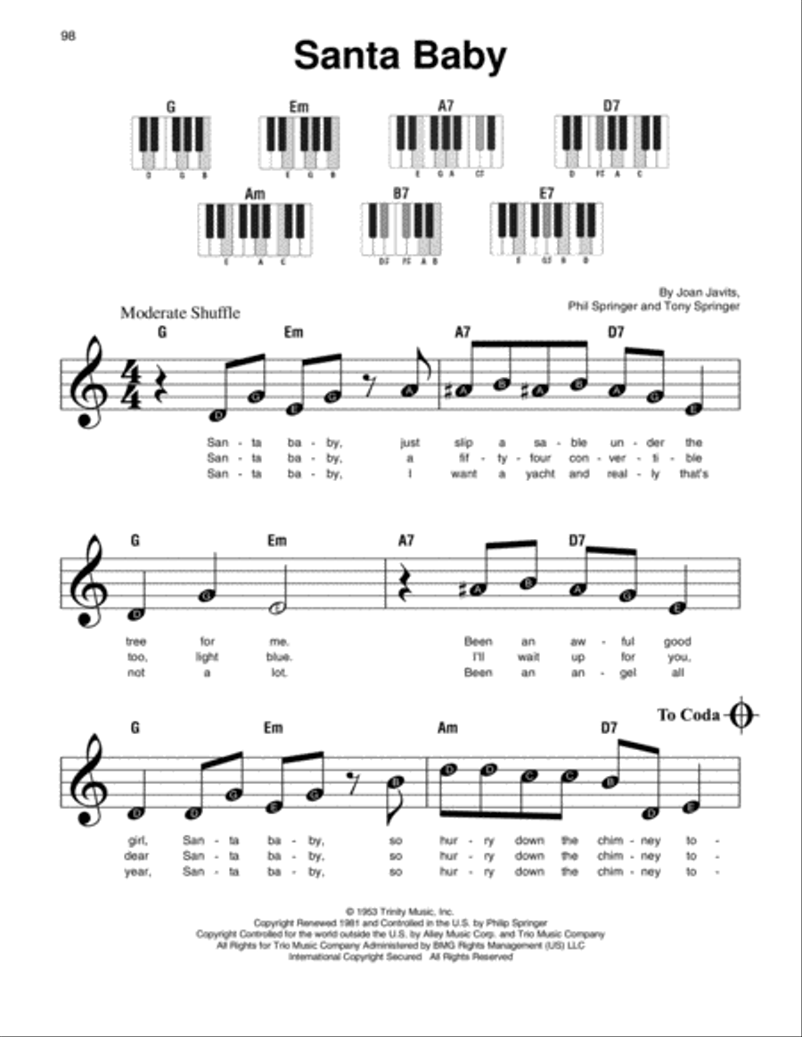 Santa Baby Santa Baby Easy Piano scores gallery preview page 1