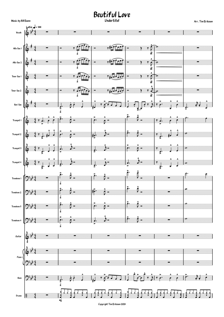 Beautiful Love Beautiful Love Jazz Ensemble scores gallery preview page 1