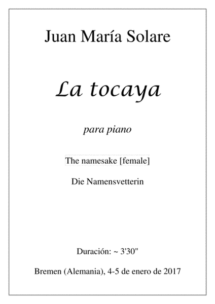 La tocaya [piano solo] image number null