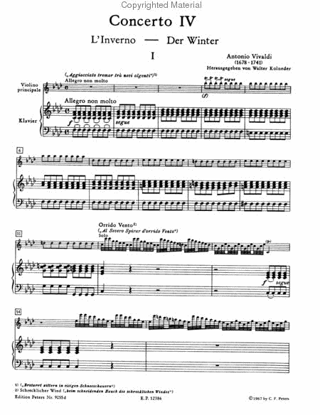 Violin Concerto in F minor Op. 8 No. 4 Winter (Edition for Violin and Piano)