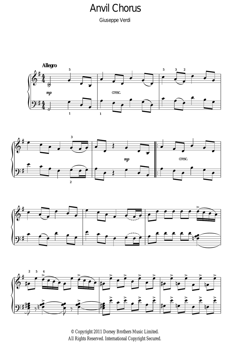 Anvil Chorus Anvil Chorus Piano Solo scores gallery preview page 1