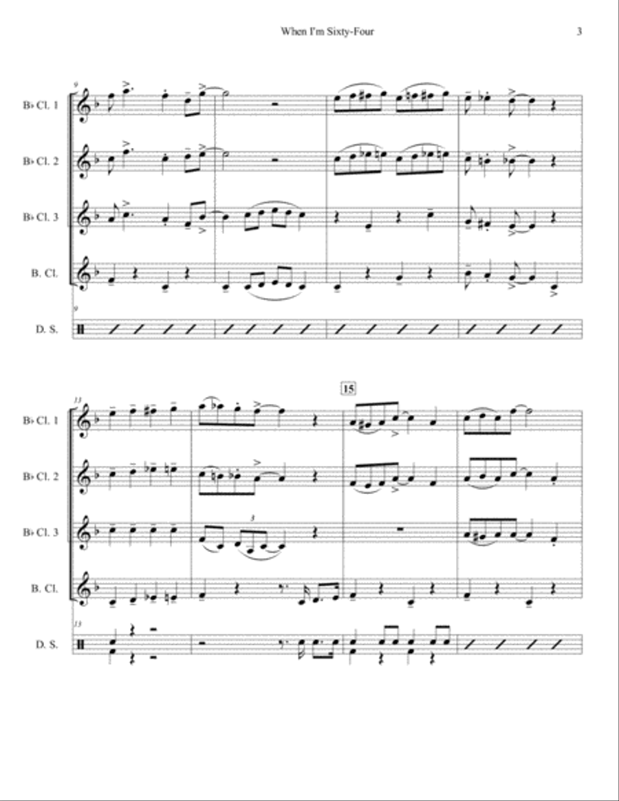 When I'm Sixty-four Woodwind Quartet scores gallery preview page 3