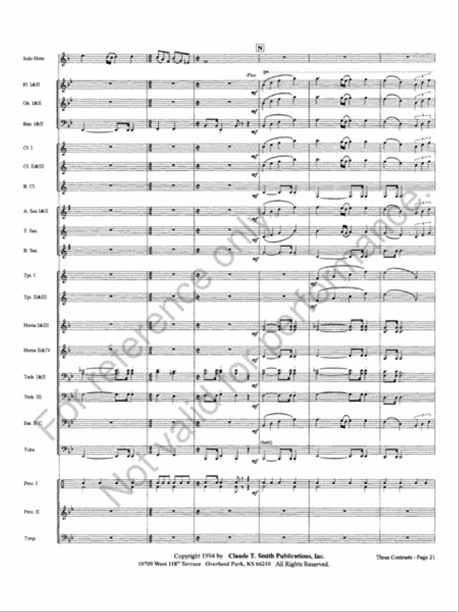 Three Contrasts for Two Horns And Wind Ensemble Concert Band scores gallery preview page 25