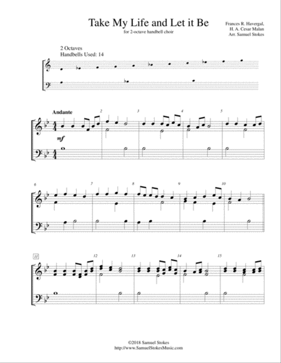 Take My Life and Let it Be - for 2-octave handbell choir 2-Octaves scores gallery preview page 1