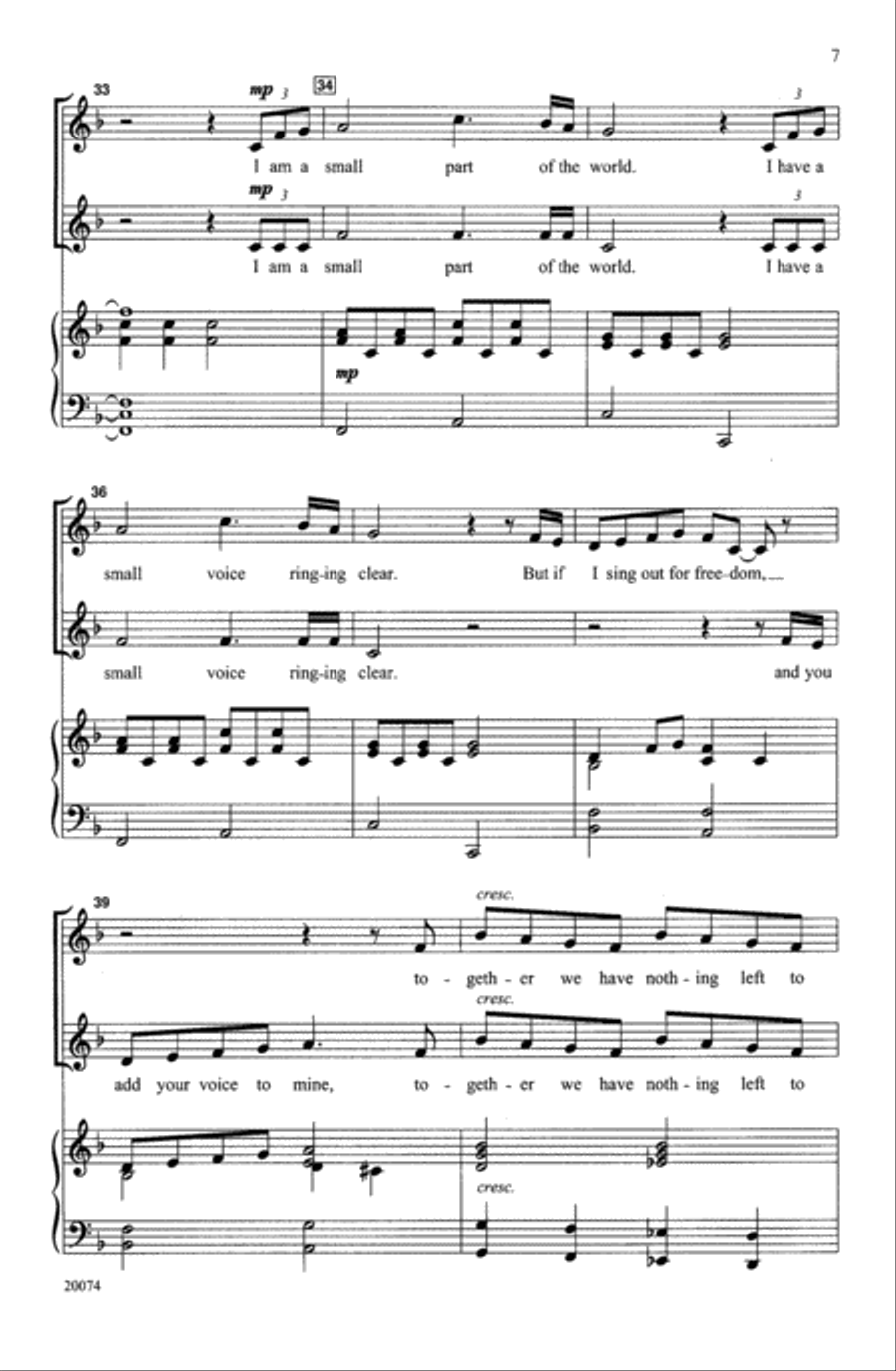 I Am a Small Part of the World Choir scores gallery preview page 5