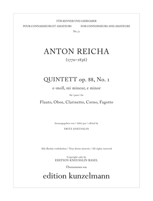 Book cover for Quintet Op. 88/1