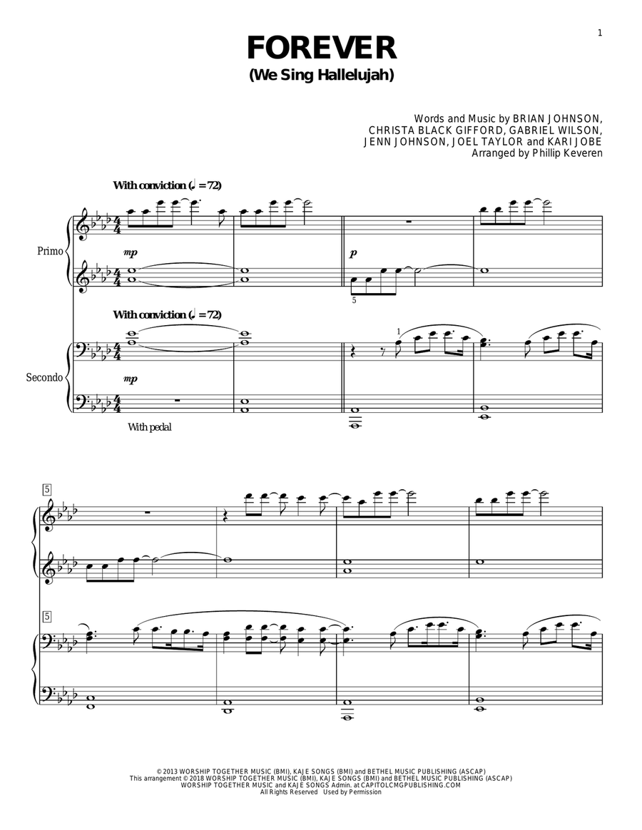 Forever (We Sing Hallelujah) (arr. Phillip Keveren) 1 Piano, 4-Hands scores gallery preview page 1