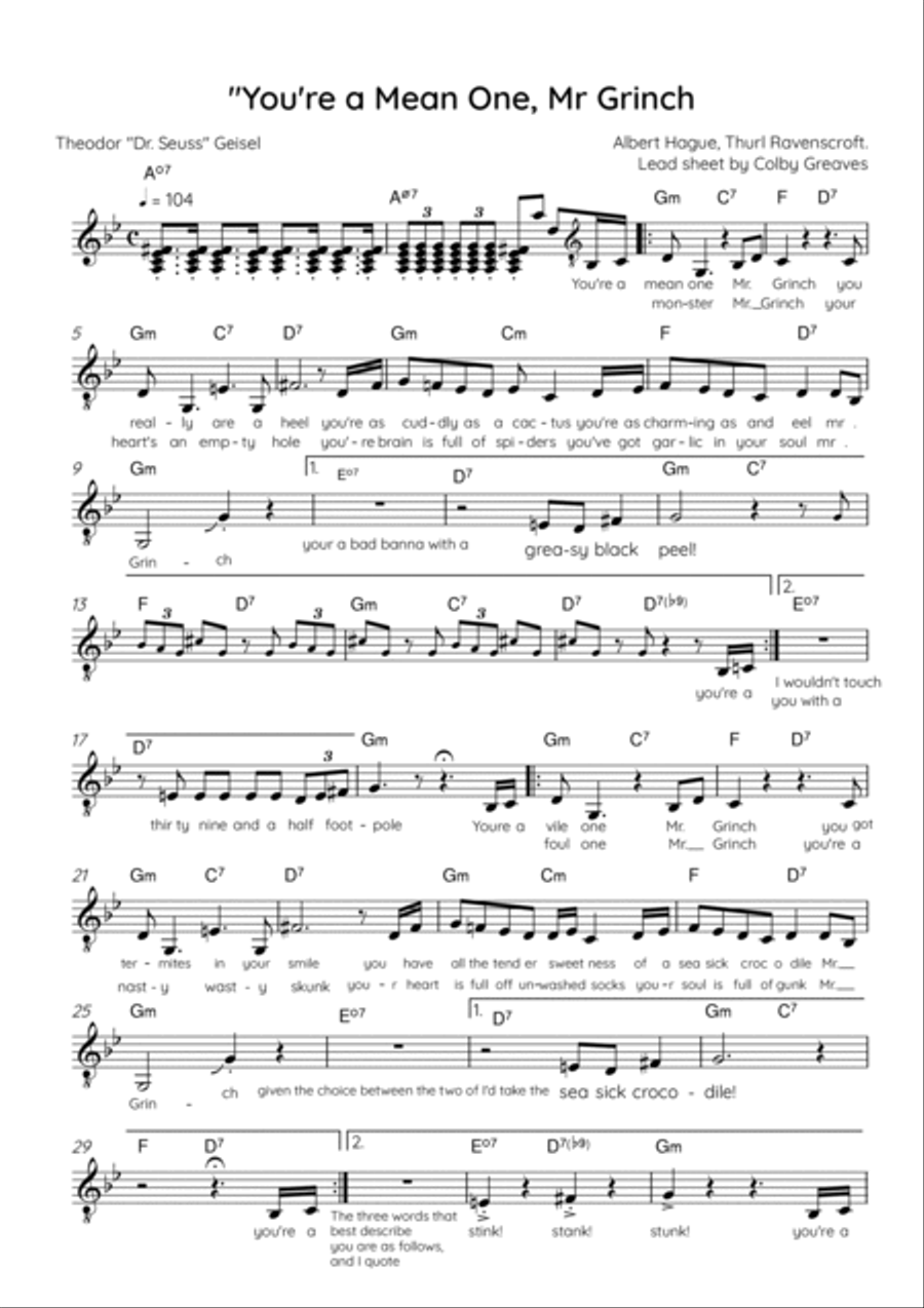 You're A Mean One, Mr. Grinch Voice scores gallery preview page 2
