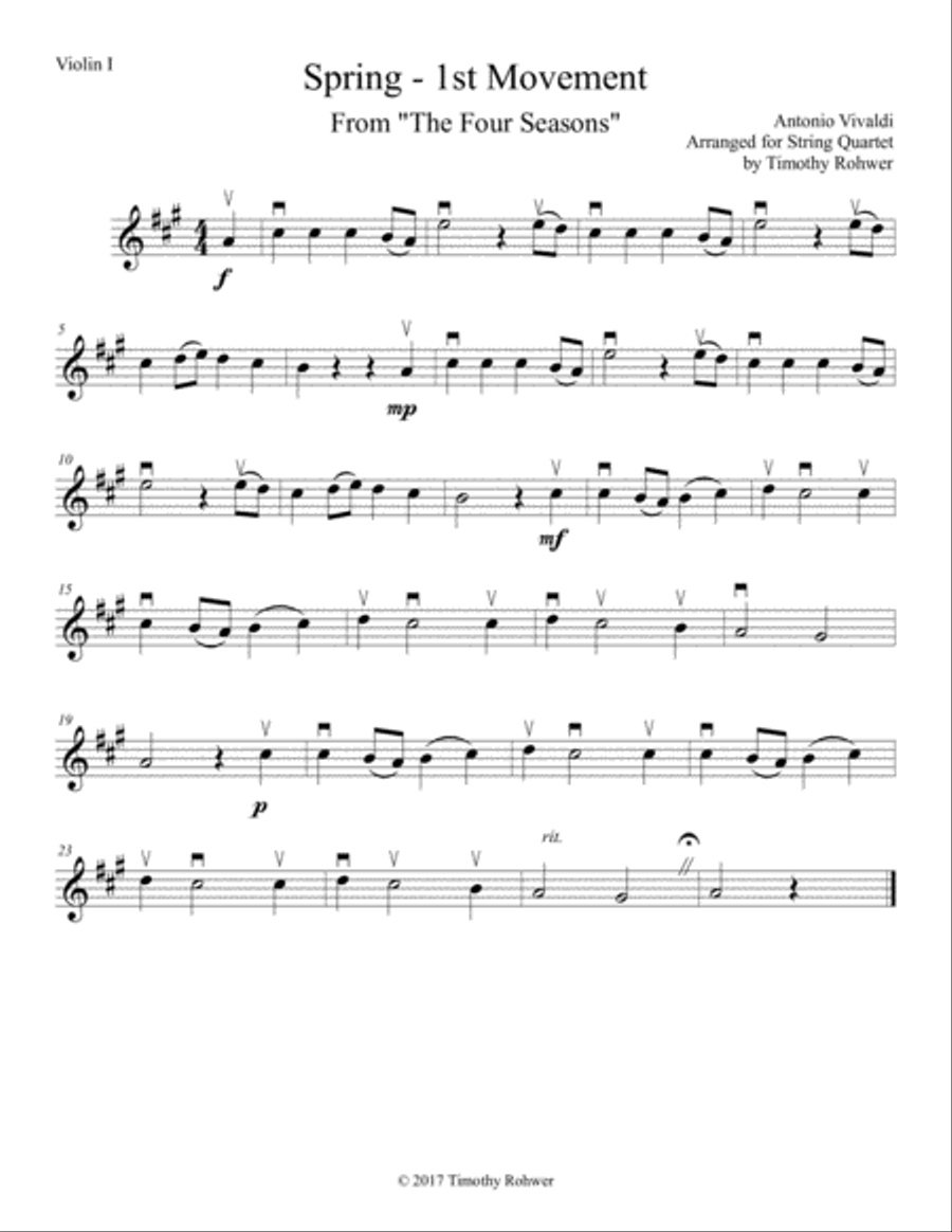 Spring from the Four Seasons String Quartet scores gallery preview page 5