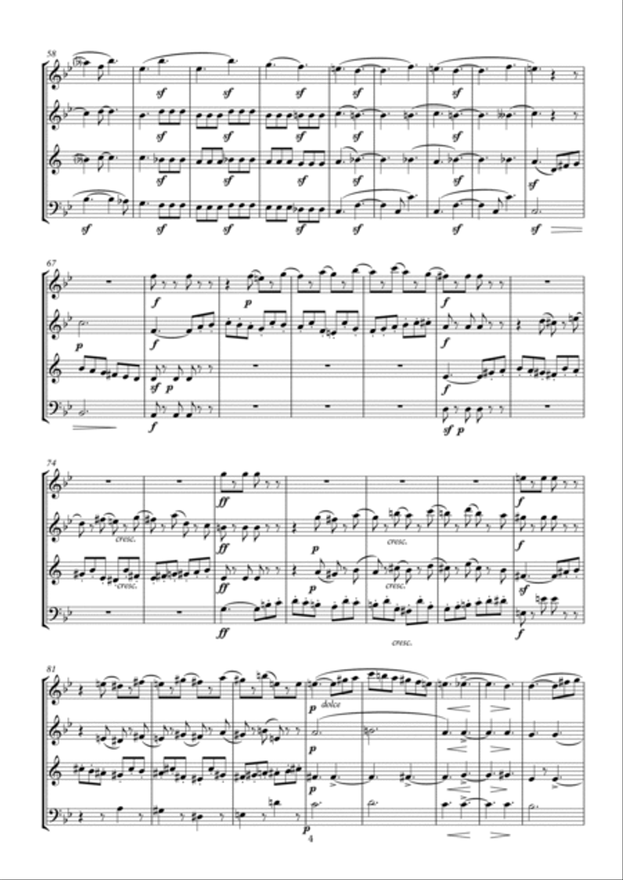 Schumann Quartet Op. 41 No. 1 arr. woodwind quartet Woodwind Quartet scores gallery preview page 4