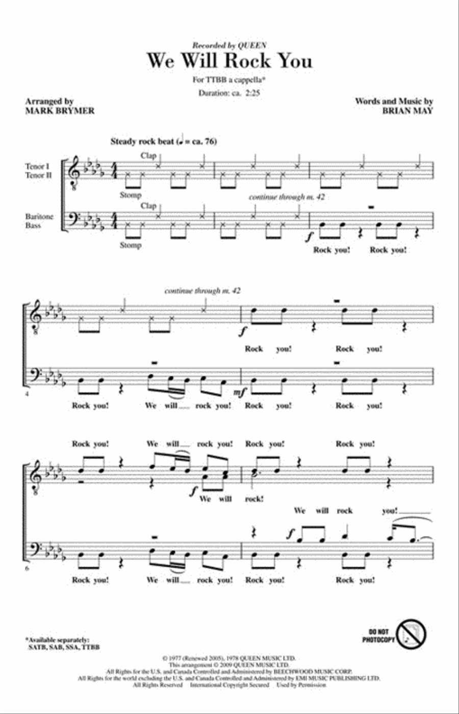 We Will Rock You We Will Rock You TTBB scores gallery preview page 2