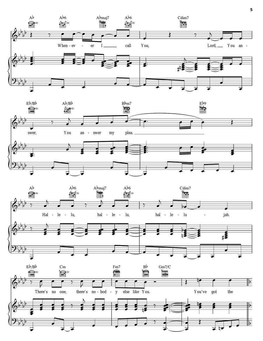 Nobody Else Like You Piano, Vocal, Guitar scores gallery preview page 5