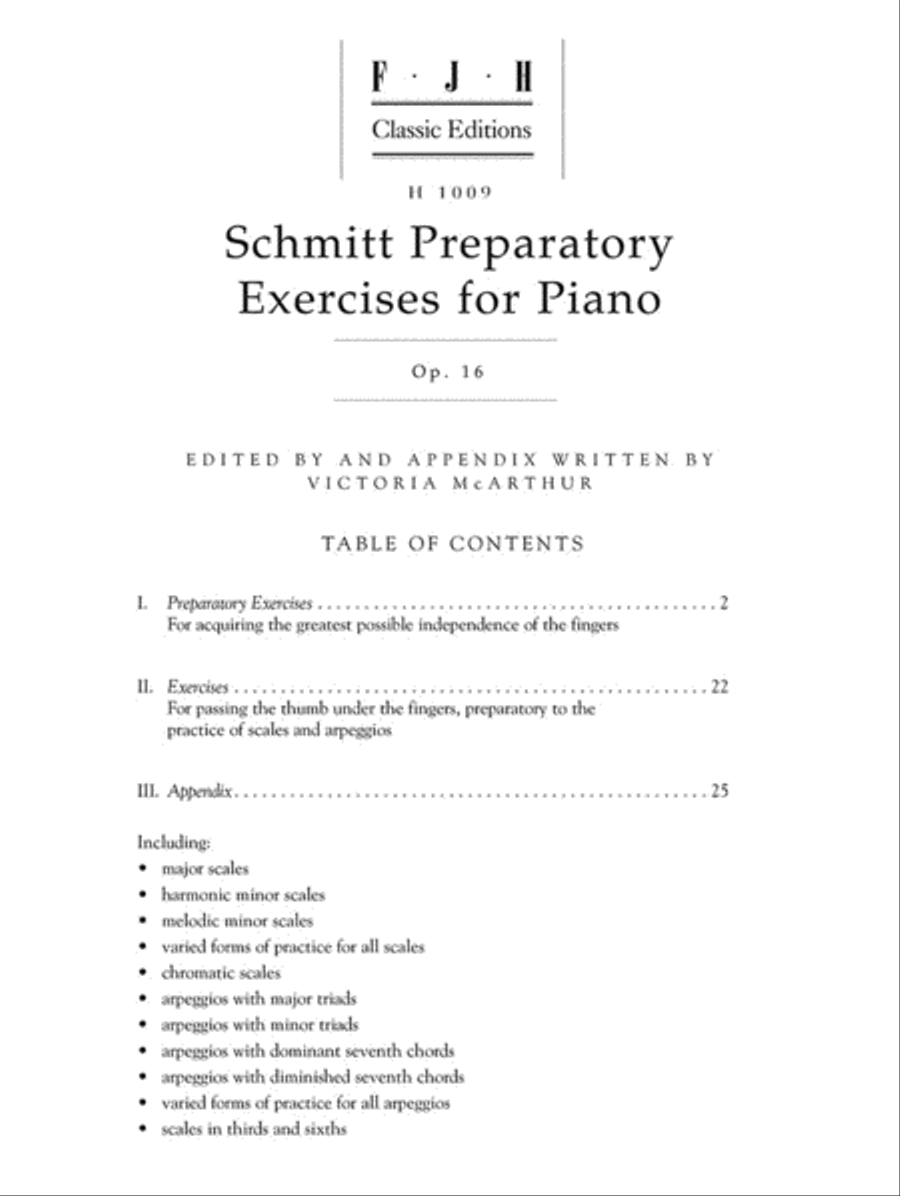 Schmitt Preparatory Exercises for Piano, Op. 16 Piano Method scores gallery preview page 2