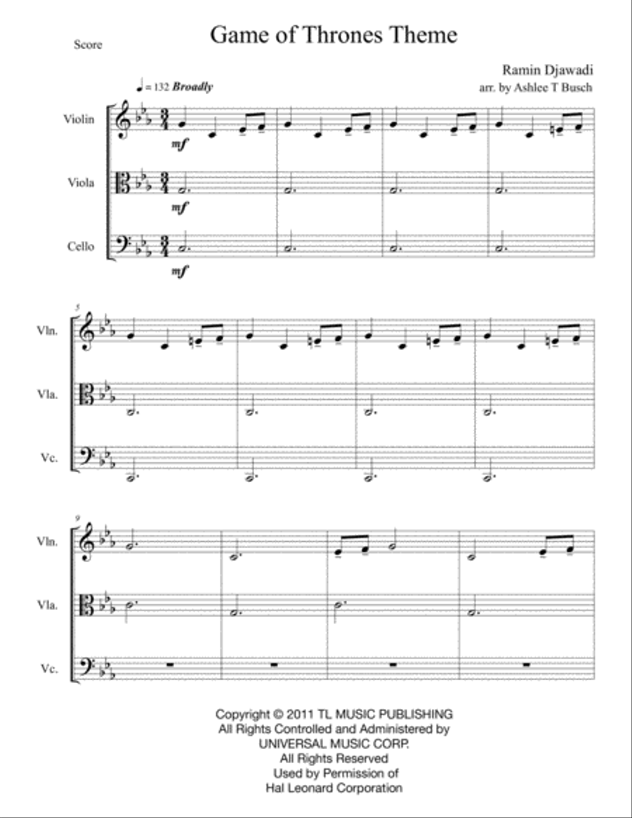 Game Of Thrones String Trio scores gallery preview page 2