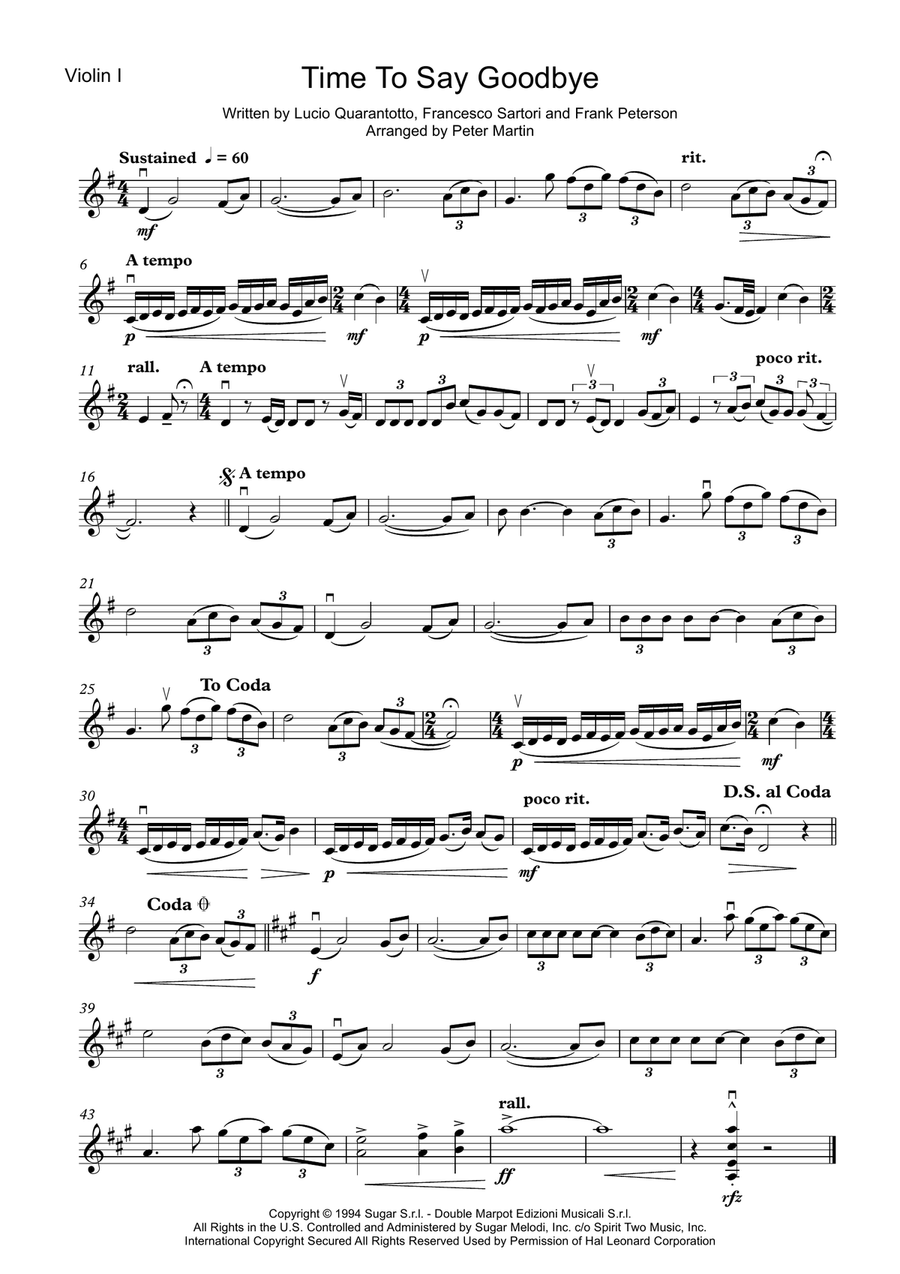 Time To Say Goodbye String Quartet scores gallery preview page 3