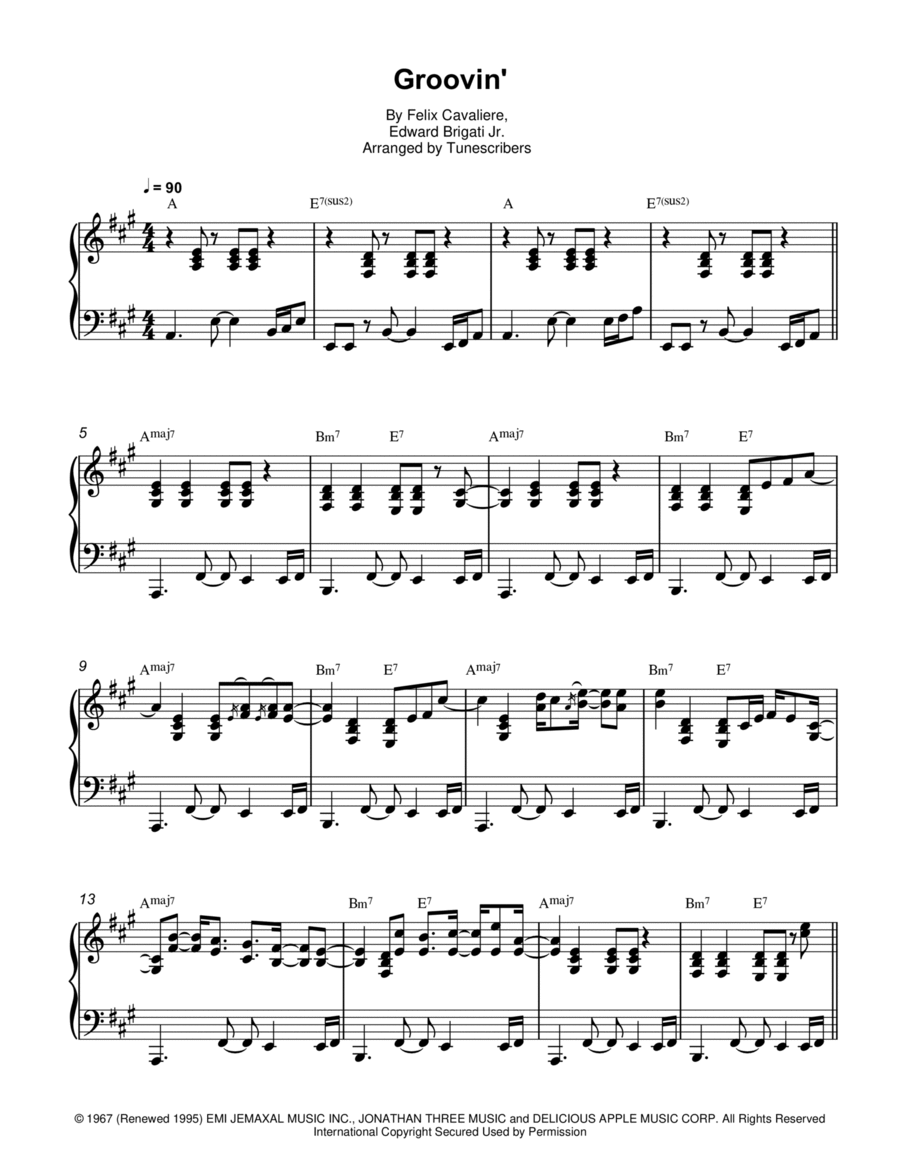 Groovin' Groovin' Piano Solo scores gallery preview page 1