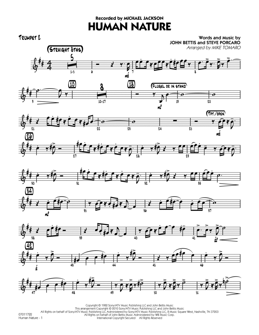 Human Nature - Trumpet 2 Trumpet scores gallery preview page 1