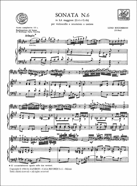 Sonata N. 6 In La Magg. G. 4 E G. 4B -