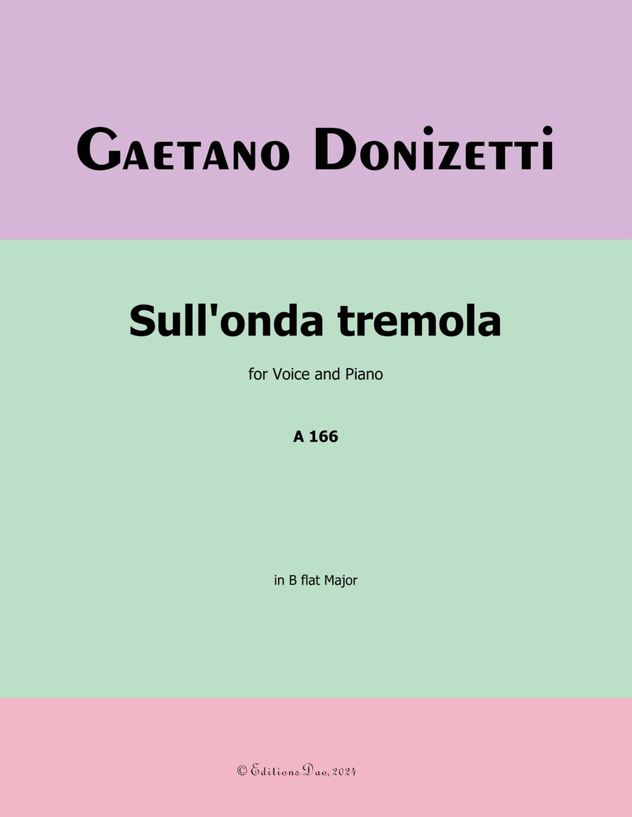 Sull'onda tremola, by Donizetti, in B flat Major Piano, Vocal scores gallery preview page 1