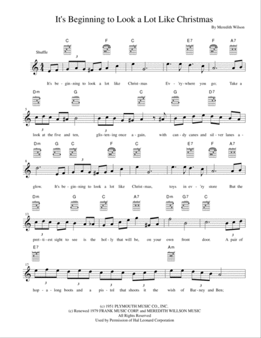 It's Beginning To Look Like Christmas Piano, Vocal, Guitar scores gallery preview page 1