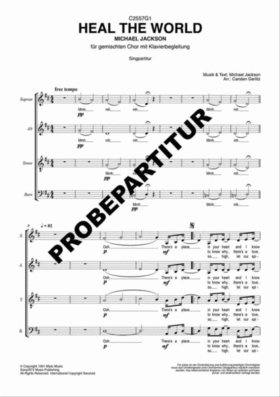 Heal the World Mixed Choir scores gallery preview page 1