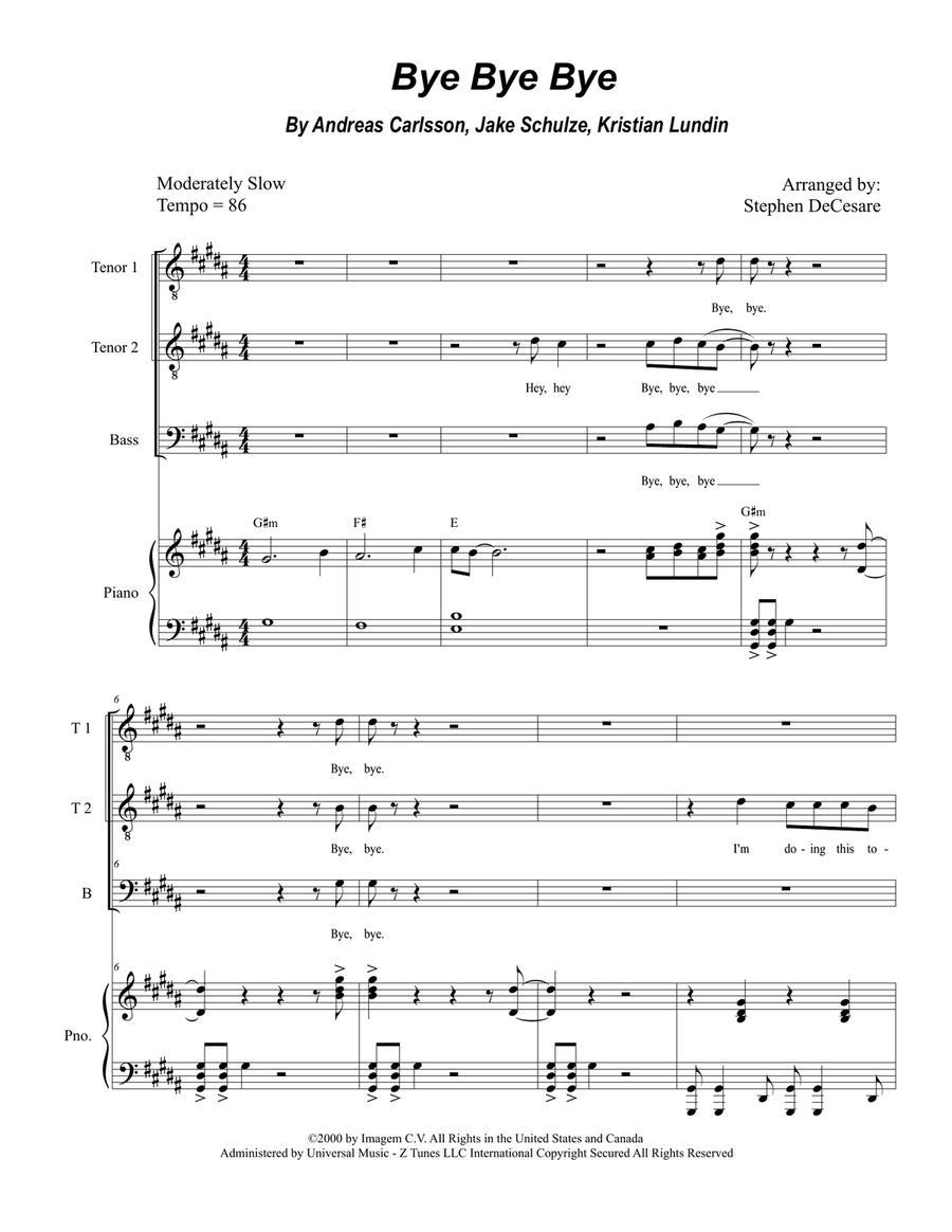 Bye Bye Bye Bye Bye Bye TTB scores gallery preview page 1