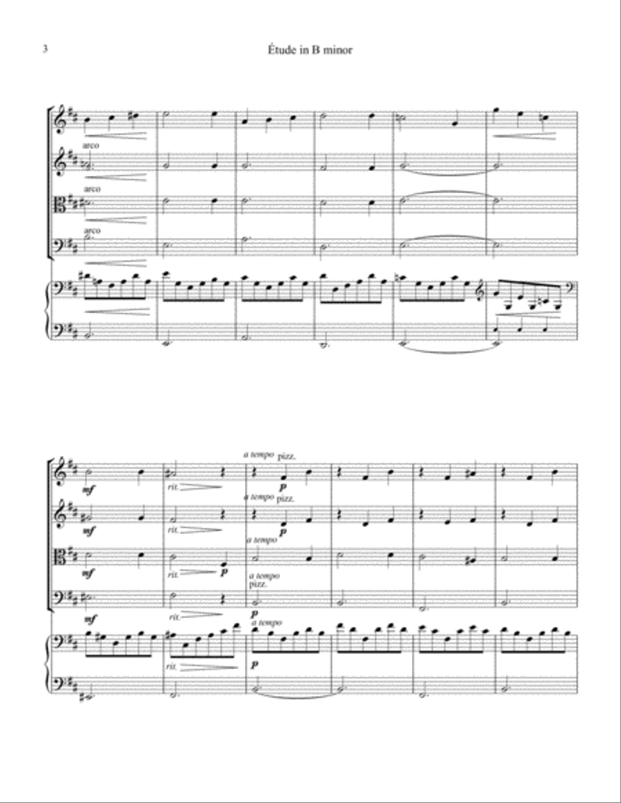 Étude (study) in B Minor Op. 35 No. 22 for piano and string quartet Piano Quartet scores gallery preview page 4