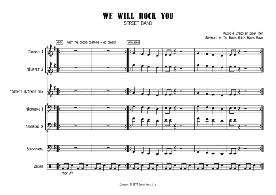 We Will Rock You We Will Rock You Brass Ensemble scores gallery preview page 1