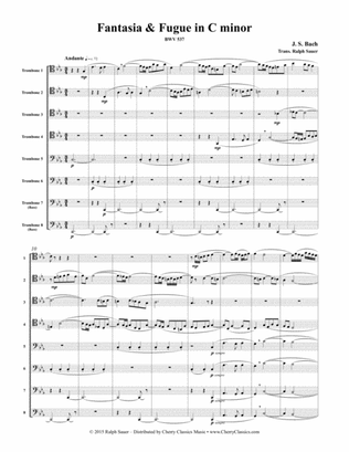 Book cover for Fantasia & Fugue in C minor BWV 537 for 8-part Trombone Choir