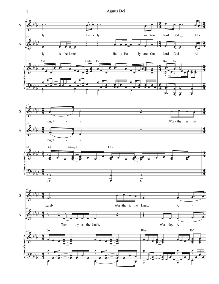 Medley: Agnus Dei with How Great Thou Art Alto Voice scores gallery preview page 4