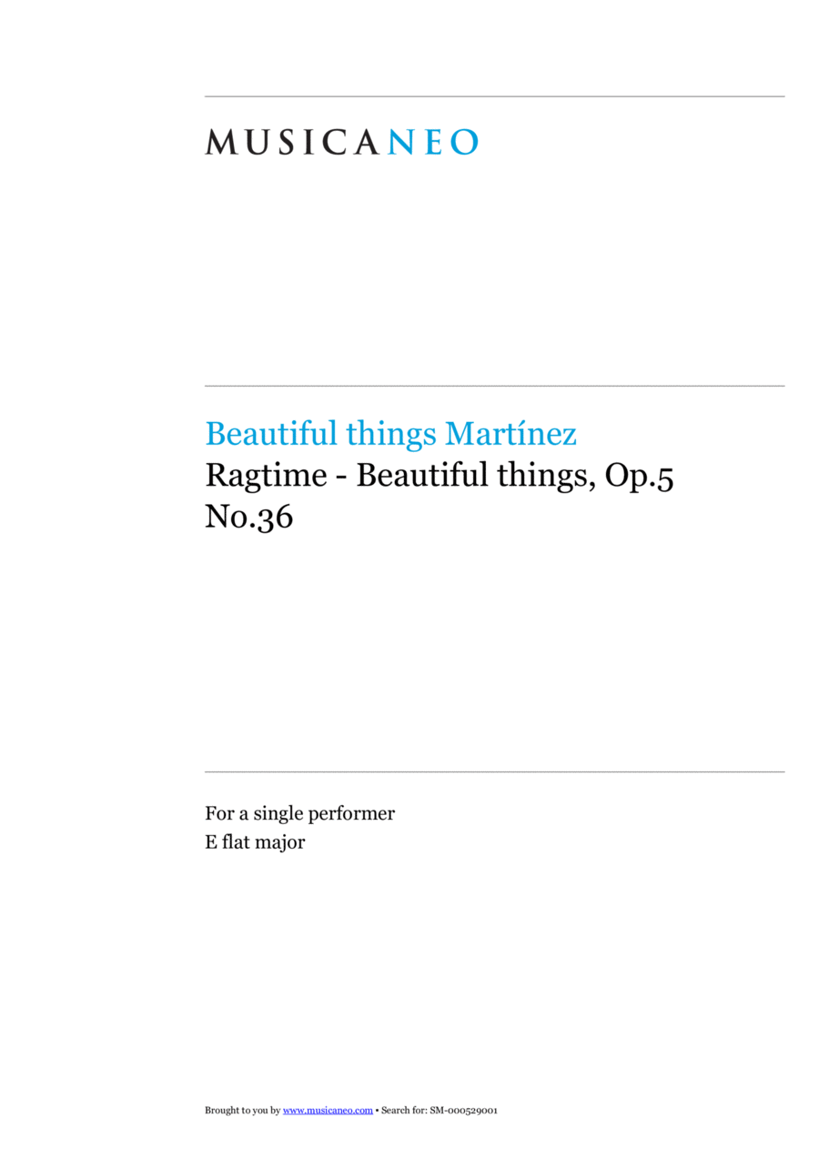 Ragtime-Beautiful things Op.5 No.36 Piano Solo scores gallery preview page 1