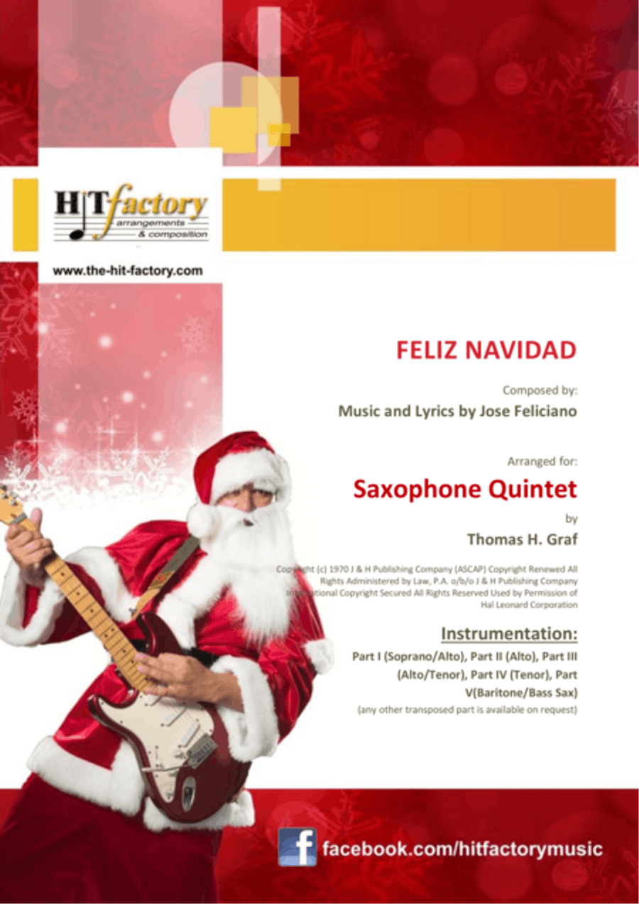 Feliz Navidad Saxophone Quintet scores gallery preview page 1
