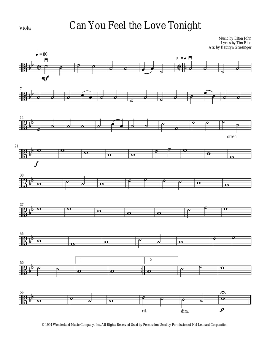 Can You Feel The Love Tonight String Quartet scores gallery preview page 3