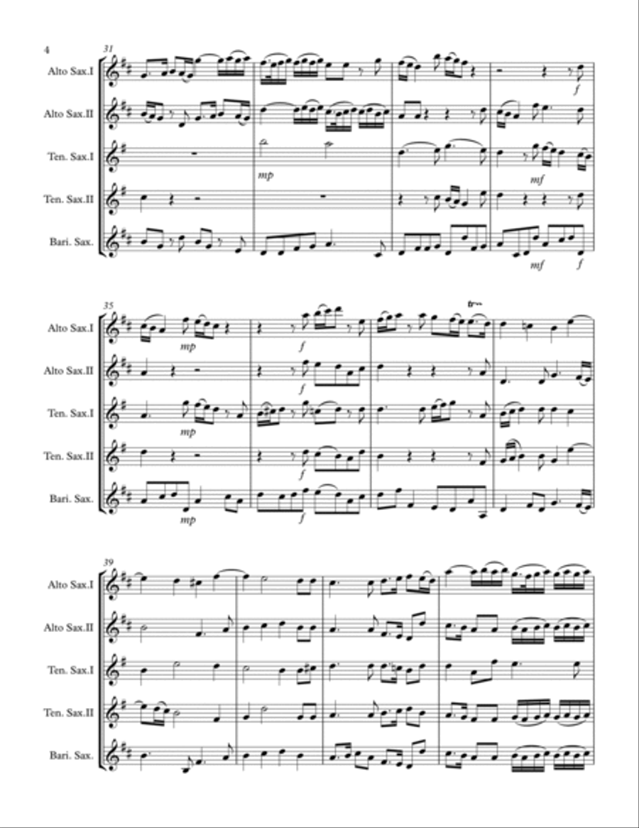 Handel – His Yoke is Easy from Messiah (for Saxophone Quintet AATTB) Saxophone Quintet scores gallery preview page 5