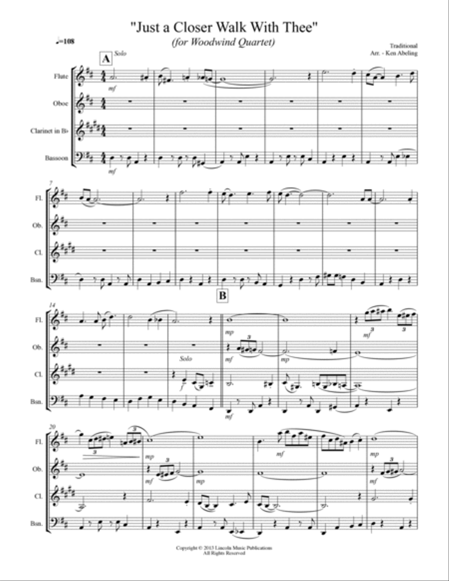 A Closer Walk With Thee (for Woodwind Quartet) Woodwind Quartet scores gallery preview page 2