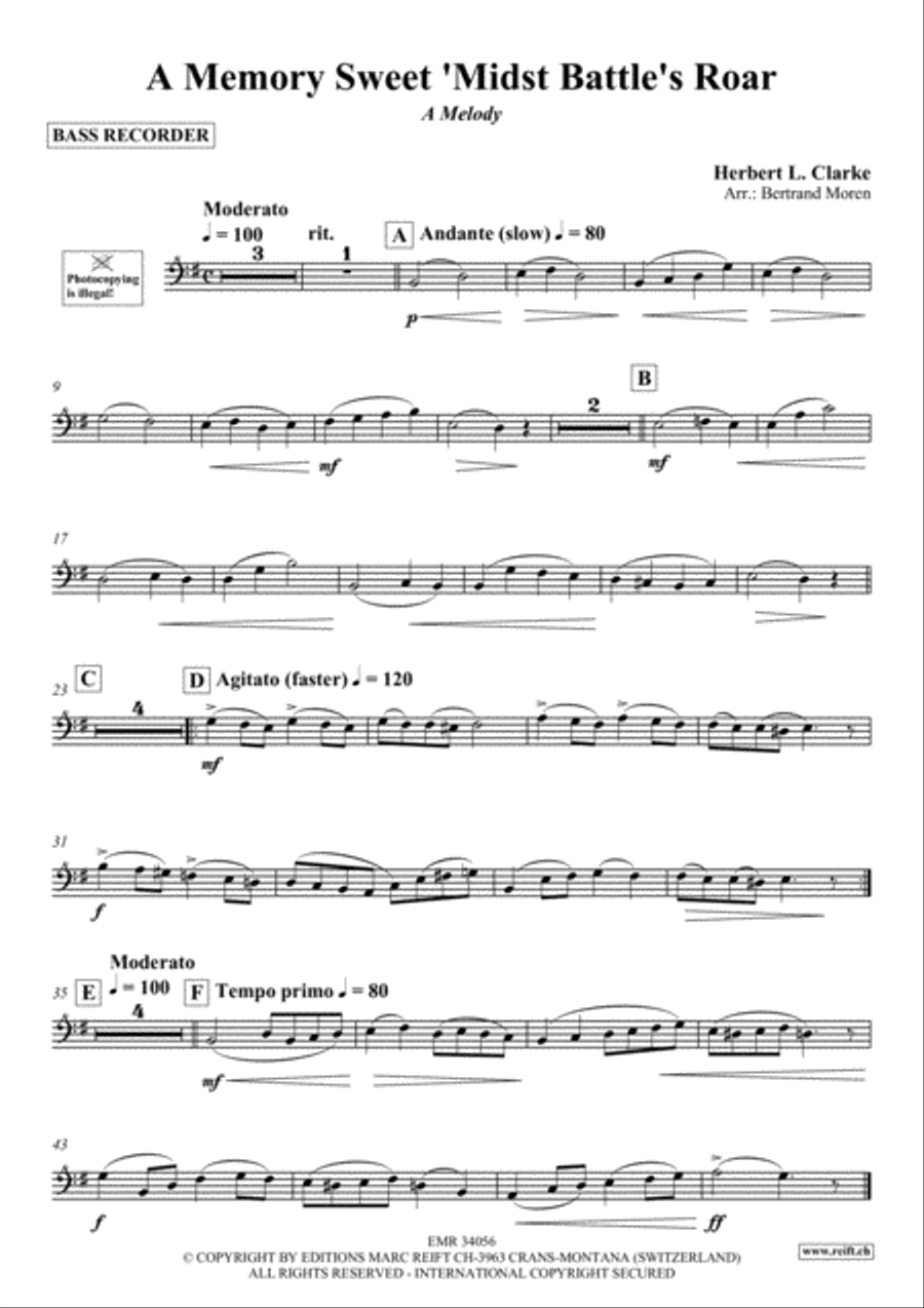 A Memory Sweet 'Midst Battle's Roar Bass Recorder scores gallery preview page 2