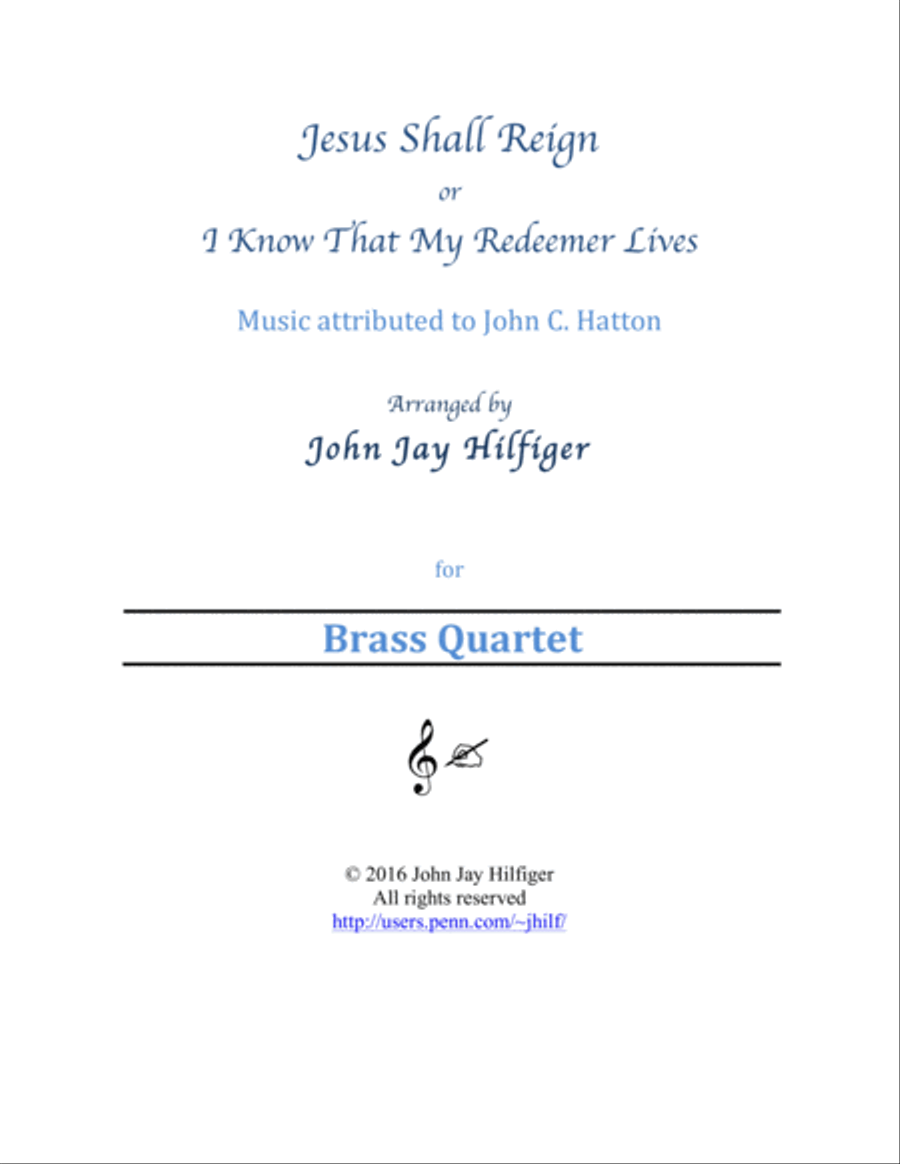 Jesus Shall Reign (Brass Quartet) Brass Quartet scores gallery preview page 1