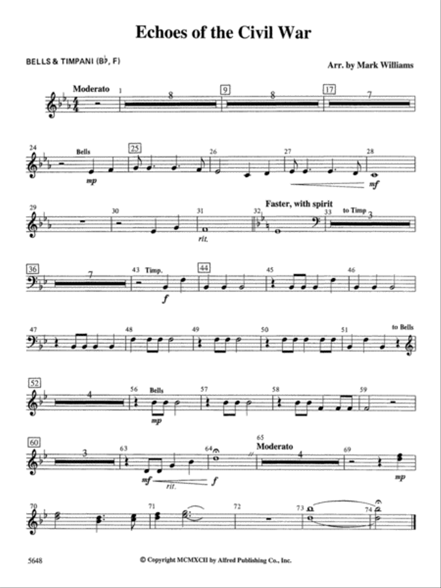Echoes of the Civil War: Timpani Concert Band scores gallery preview page 1