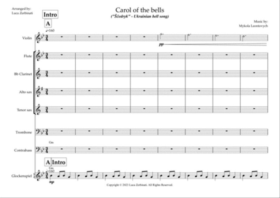 Carol of the bells (Shchedryk)(Ukrainian bell song) Chamber Music scores gallery preview page 2