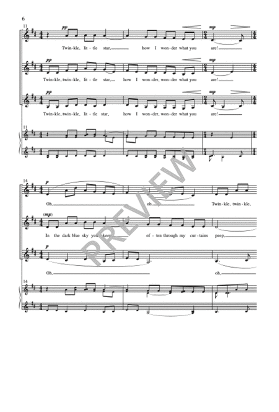 Twinkle, Twinkle, Little Star - SSA edition SSAA scores gallery preview page 6