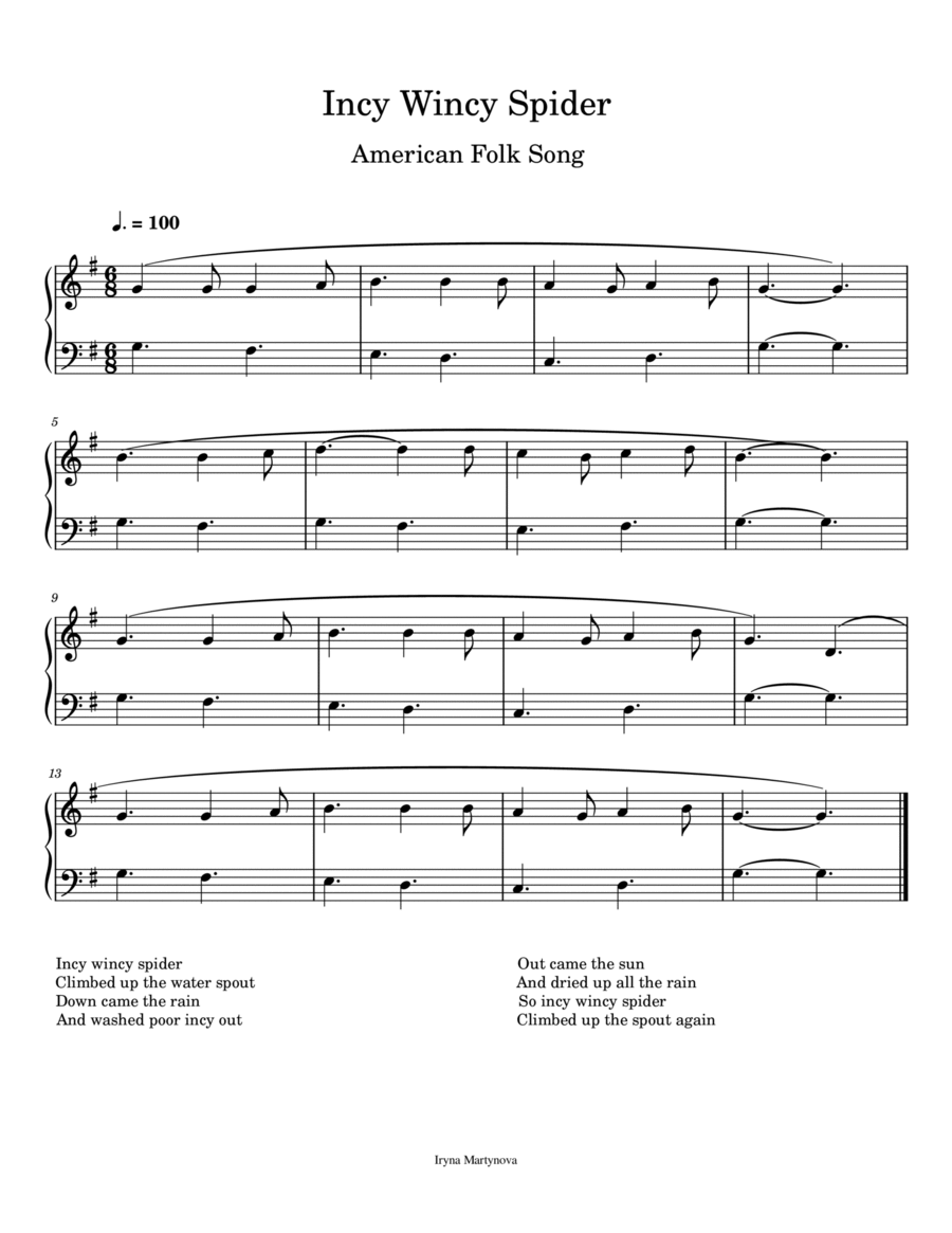 Incy Wincy Spider Piano Method scores gallery preview page 1
