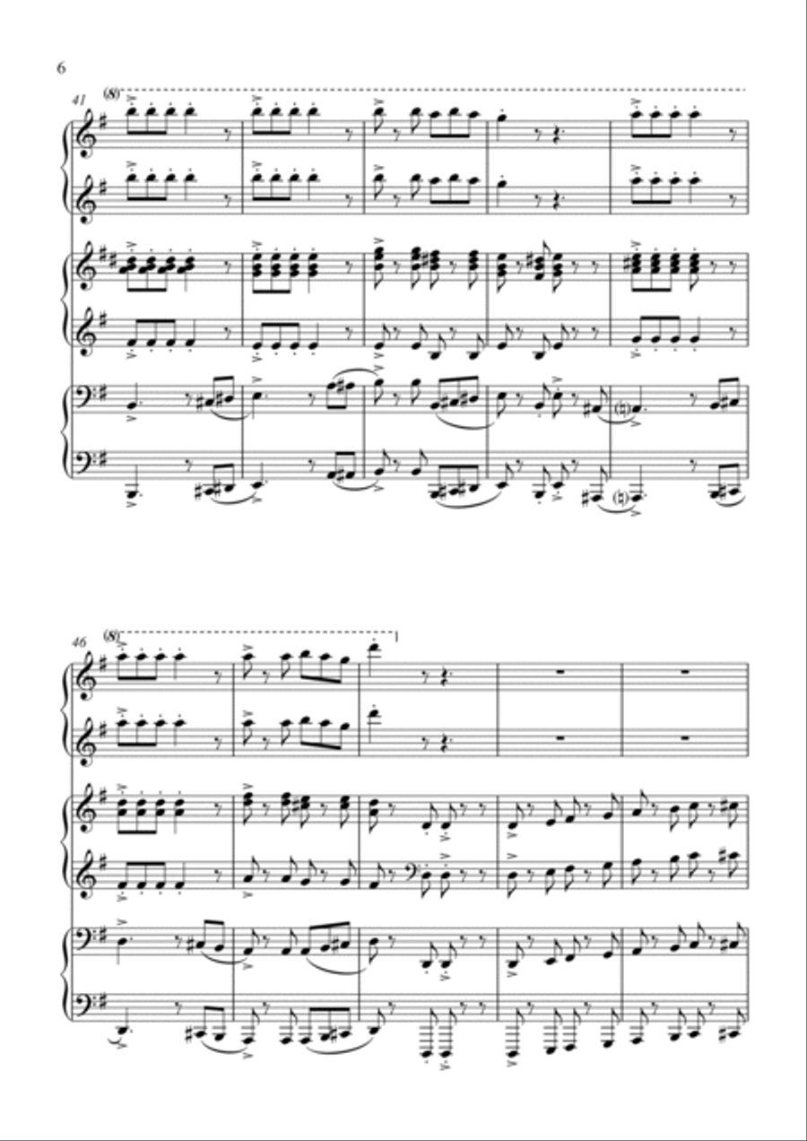 Three's Company March (Piano - Six Hands) Three's Company March (Piano - Six Hands) Small Ensemble scores gallery preview page 6