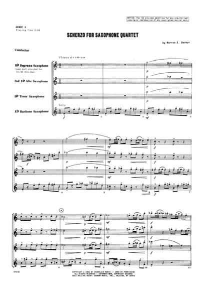 Scherzo for Saxophone Quartet - Full Score