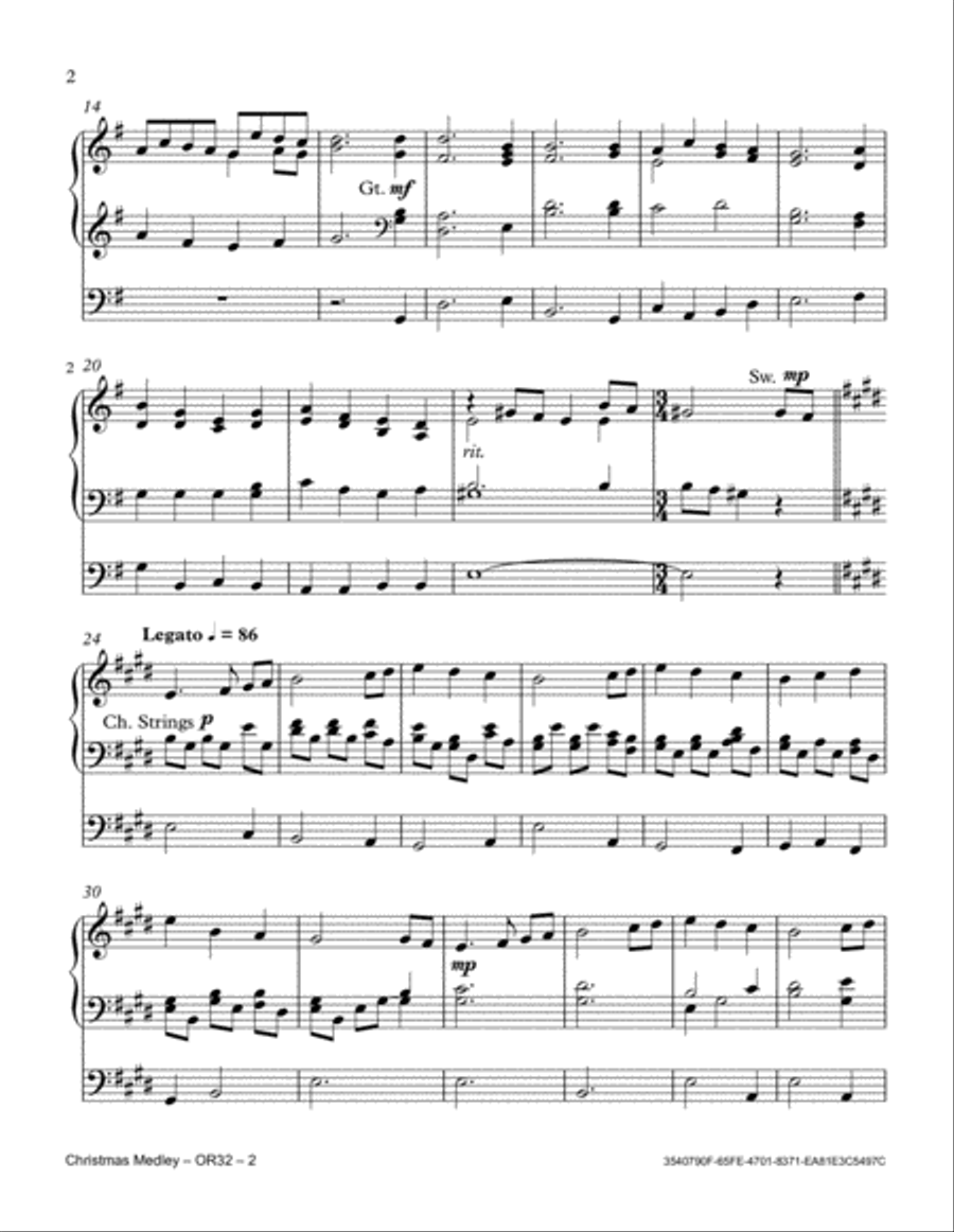 Christmas Medley Organ Solo scores gallery preview page 2