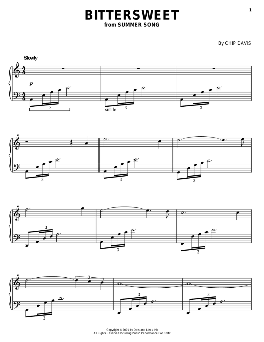 Bittersweet Piano Solo scores gallery preview page 1