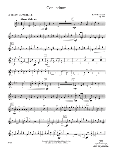 Conundrum: B-flat Tenor Saxophone by Robert Sheldon Concert Band - Digital Sheet Music