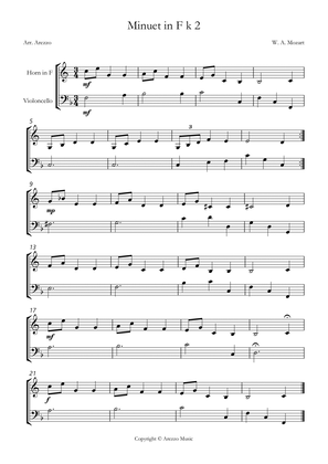 mozart k2 minuet in f French Horn and Cello sheet music